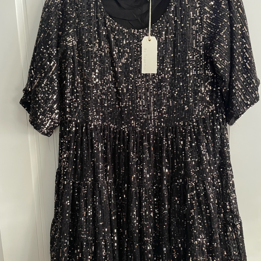 By Together Shimmering Black Sequin Top